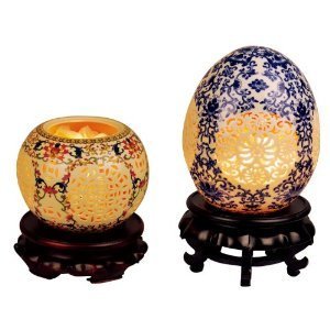 中盐国本青花瓷盐灯 融合艺术与健康的装饰灯