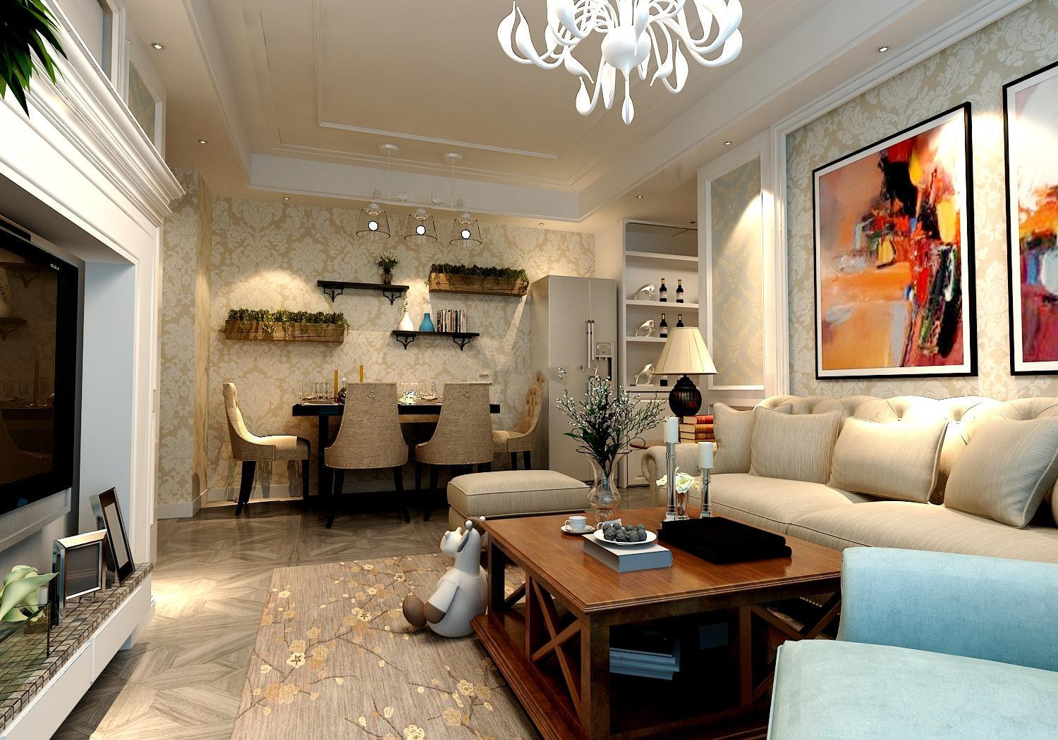 现代简约三居室89平米13万——新城金镶玉装修案例